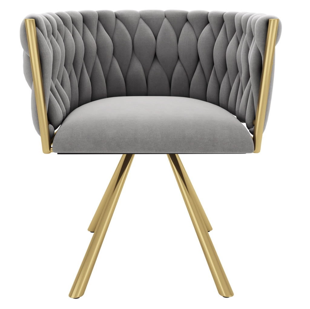 Set di 2 sedie da pranzo girevoli 360° in velluto; grigio e oro
