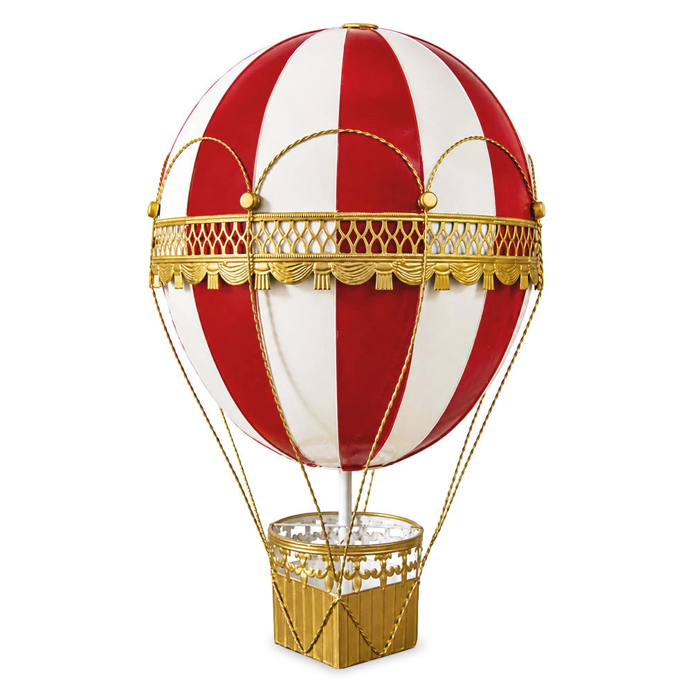 Mongolfiera Decorativa h 55 cm Metallo Rossa e Dorata da Appendere o Appoggiare