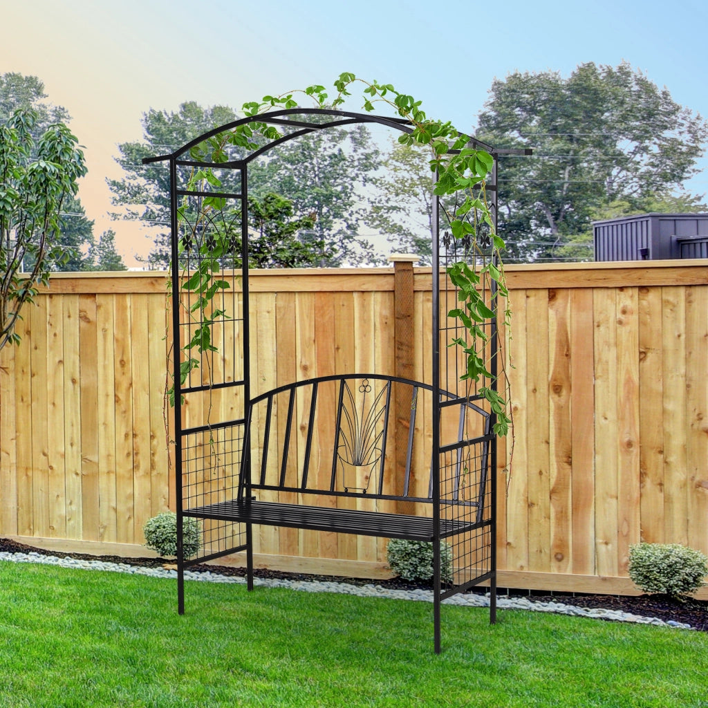 Arco con Panca ¨C zephmum ¨C Nero, Metallo, 154x60x205 cm