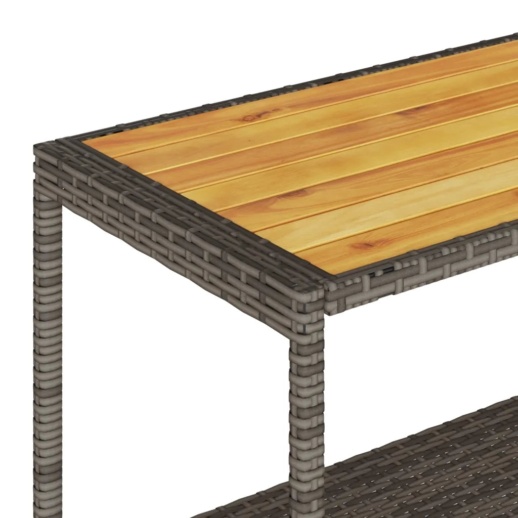 Carrello da Bar 3 Livelli Grigio Polyrattan e Massello Acacia CFW5646332