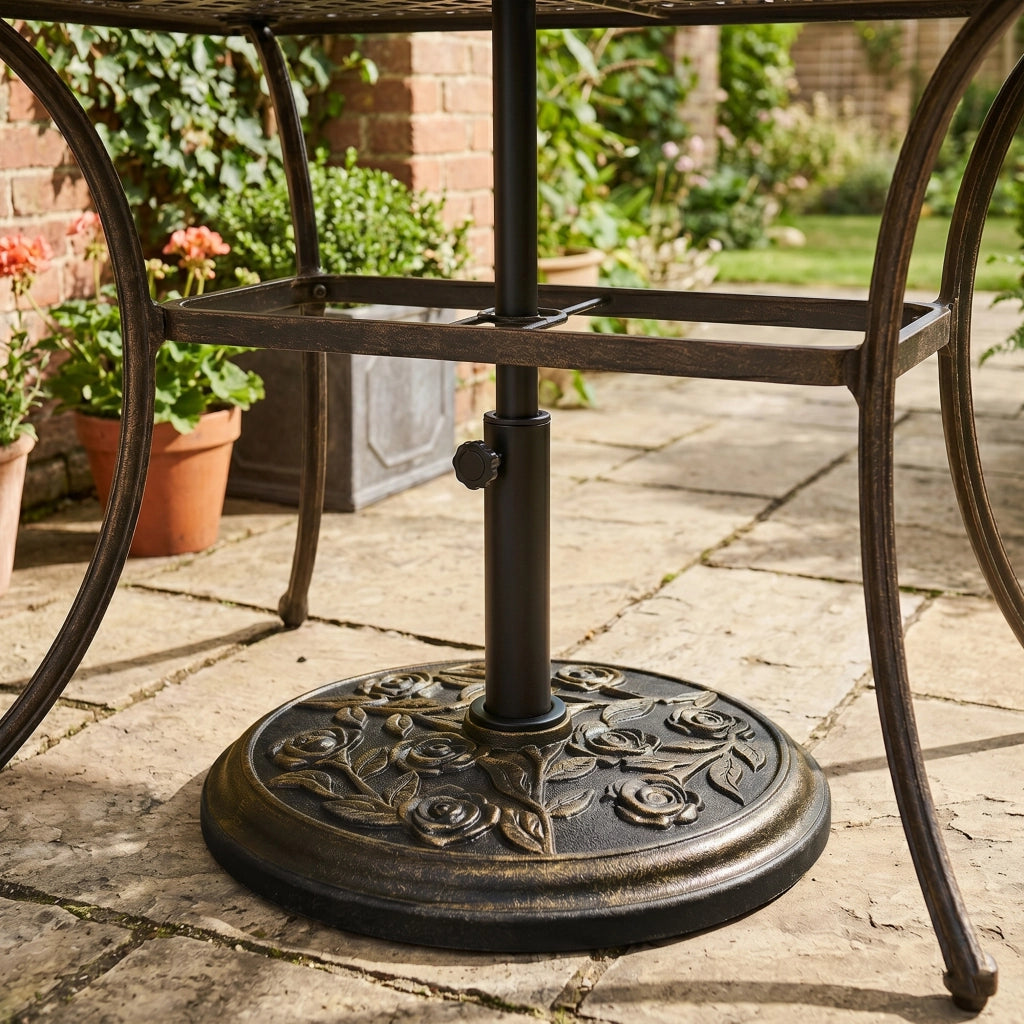 Base per Ombrellone 9kg in Resina con Finiture in Bronzo ¦µ45.5 x 31.5cm Nero
