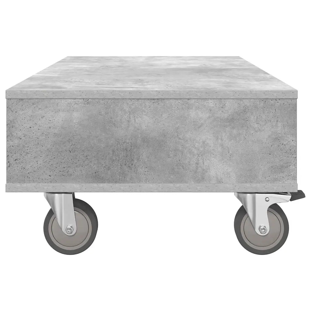 Tavolino con Ruote Grigio cemento 90 x 50 x 30 cm