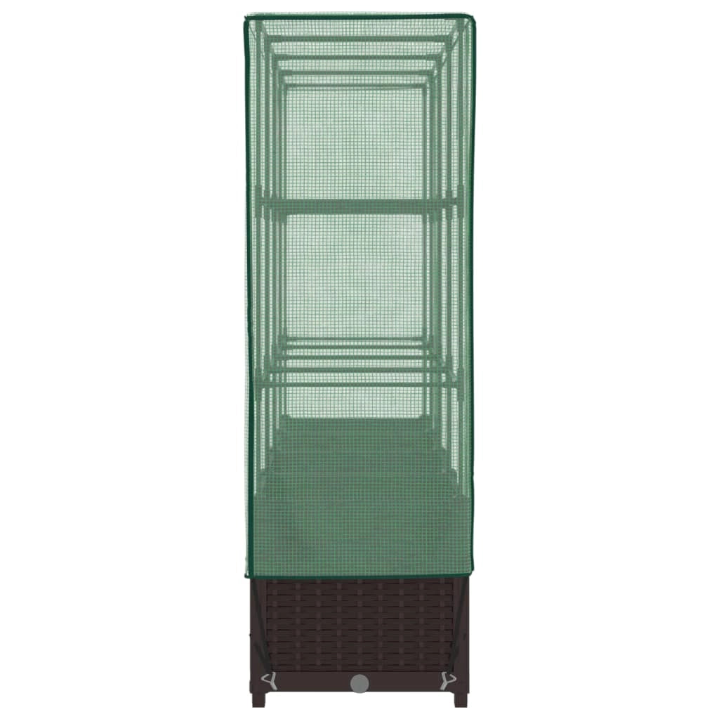 Aiuola rialzata/fioriera con copertura effetto rattan 160 x 40 x 138 cm Marrone 02_0038755