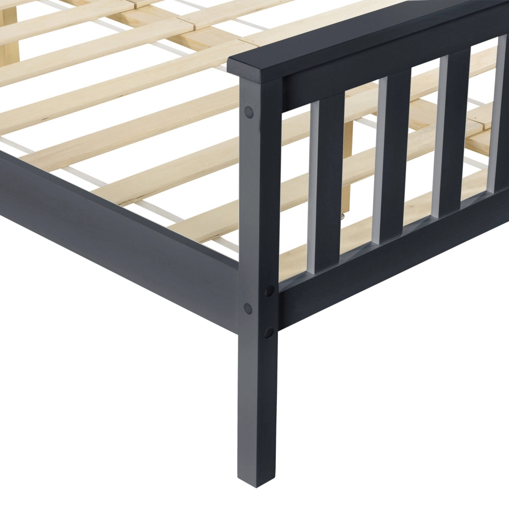 Struttura Letto Matrimoniale in Legno con Testiera e Pediera a Griglia 180x200 cm Grigio Scuro [en.casa]