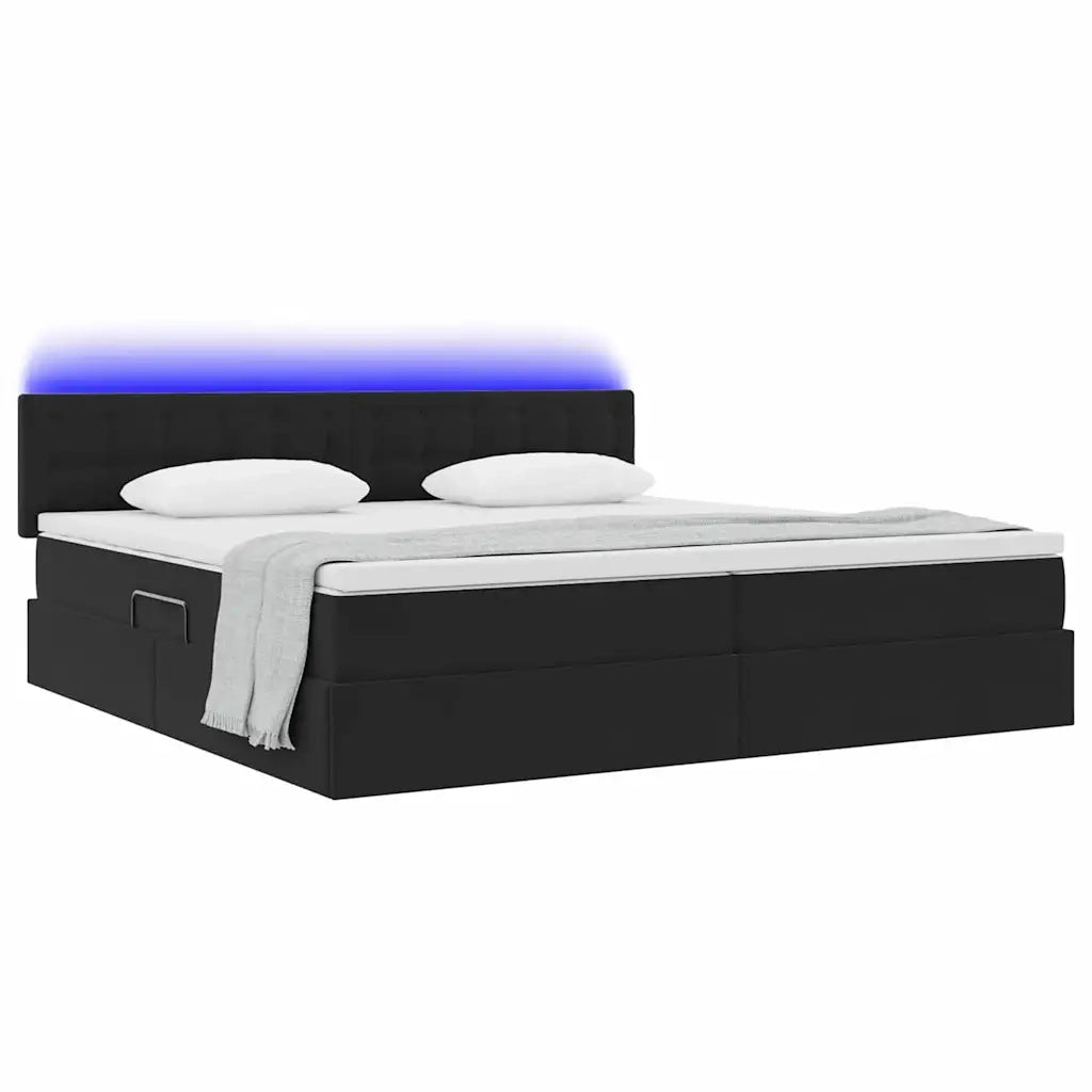 Letto con contenitore LED e materasso Nero 200 x 200 cm Velluto