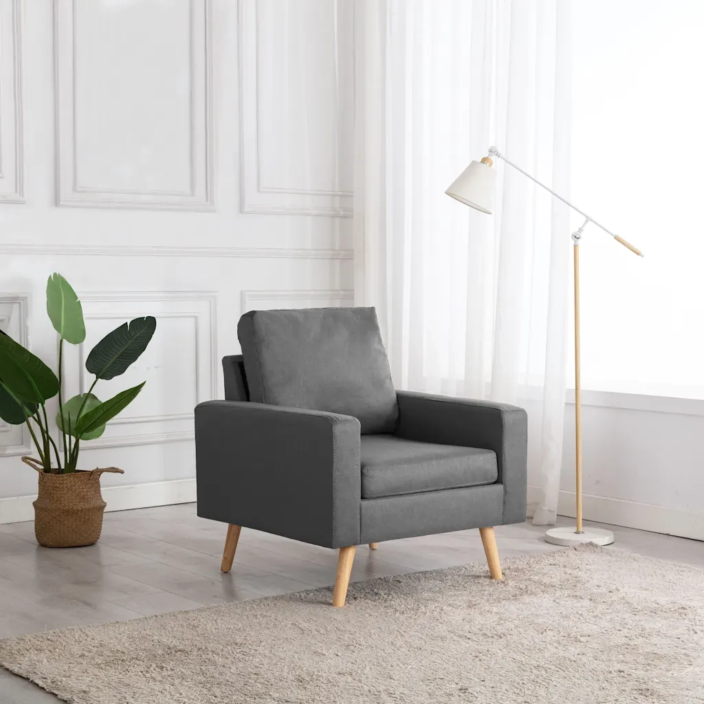 Poltrona-Divano Sedia-Poltroncina Grigio Chiaro in Tessuto 794760
