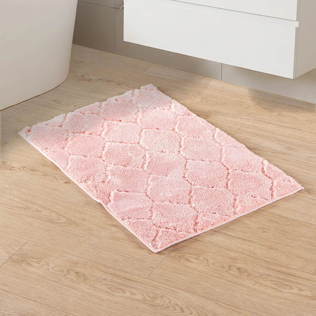 Tappeto Bagno Antiscivolo Effetto Rilievo Assorbente, Morbido, Lavabile in Lavatrice 50x80 / 60x120 cm 60x120 Cm - Rosa