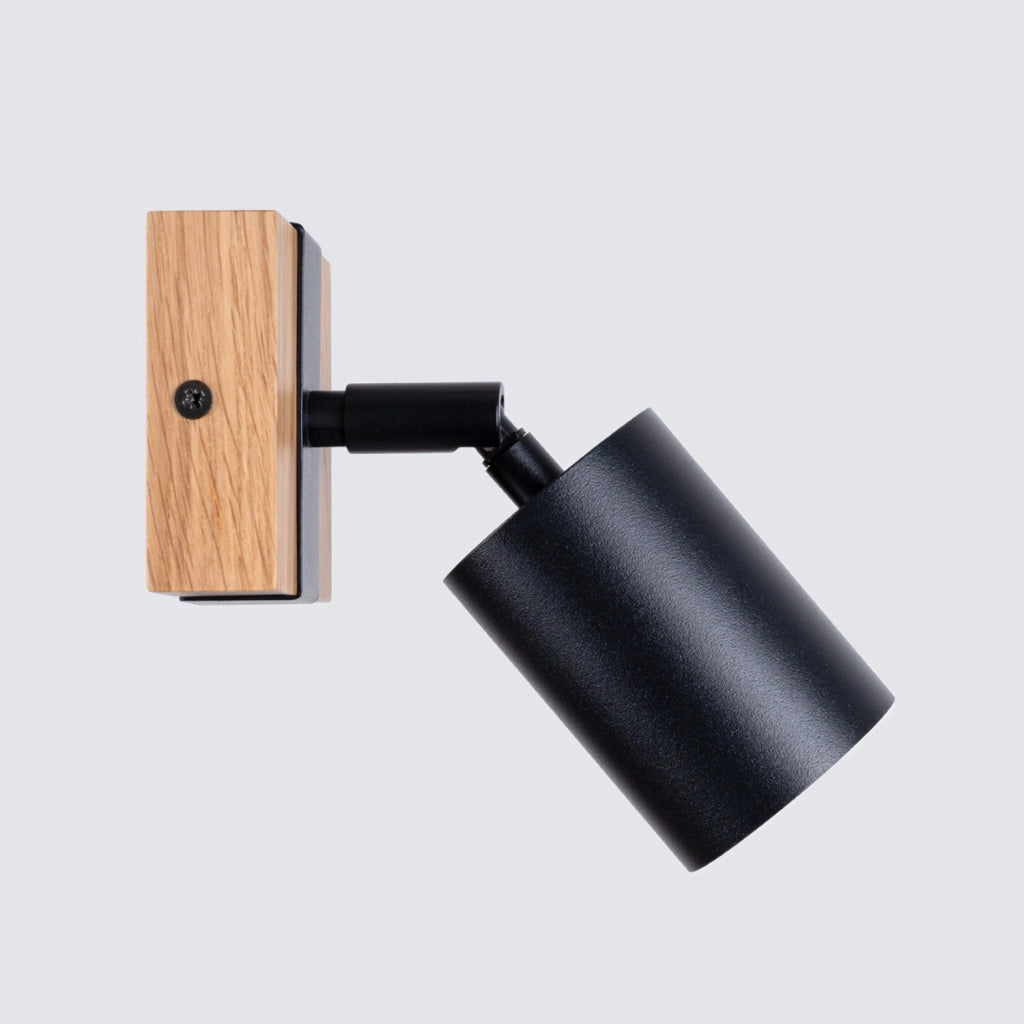 Applique Nordal 1 Pure Lume nero/legno spot orientabile GU10