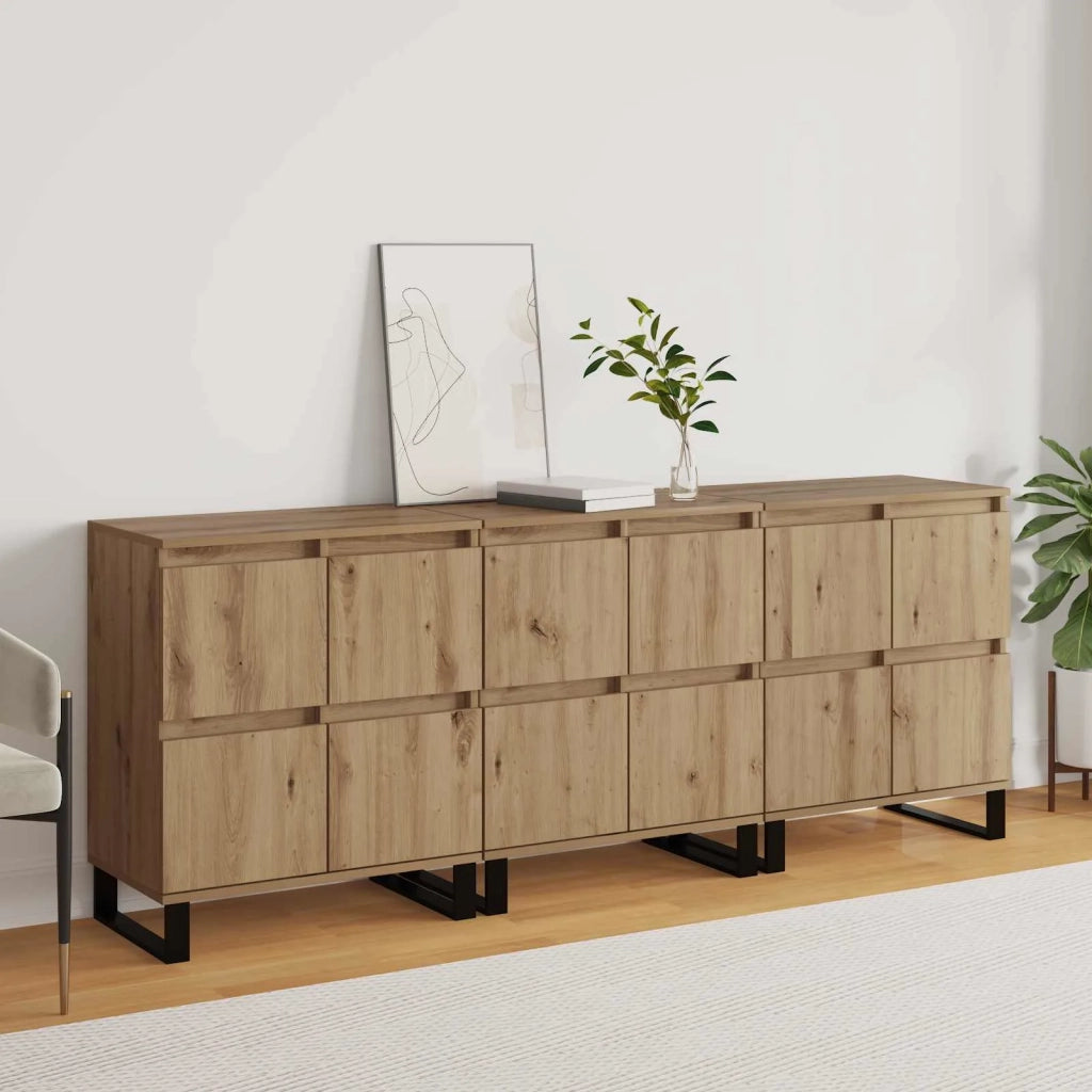 Credenza 3 pz | Madia | Buffet da pranzo | Armadio da pranzo Rovere artigianale 60 x 35 x 70 cm