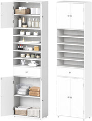 Armadio da bagno 180 cm, autoportante alto con 5 ripiani aperti e ripiani regolabili, 50 x 24 cm, multiuso, per soggiorno, cucina, bagno