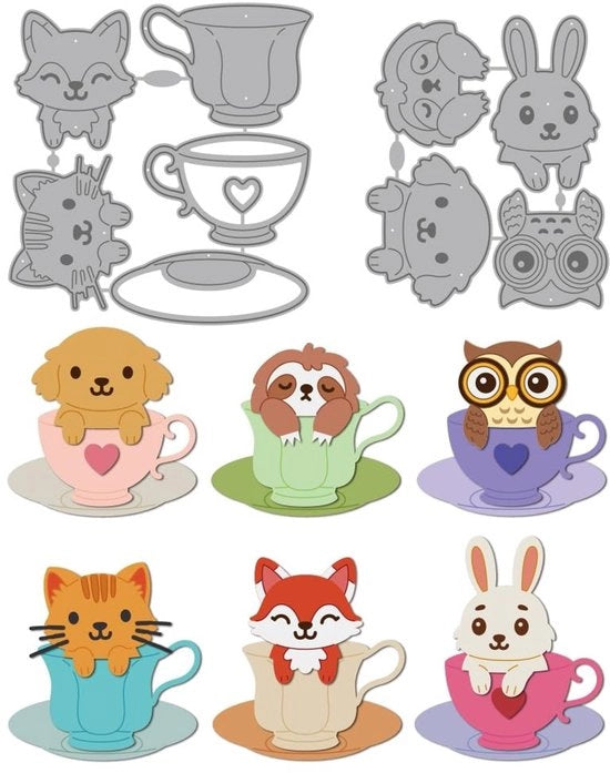 Set di taglieri per animali con forme di tazze - 106 x 104 mm / 97 x 83 mm