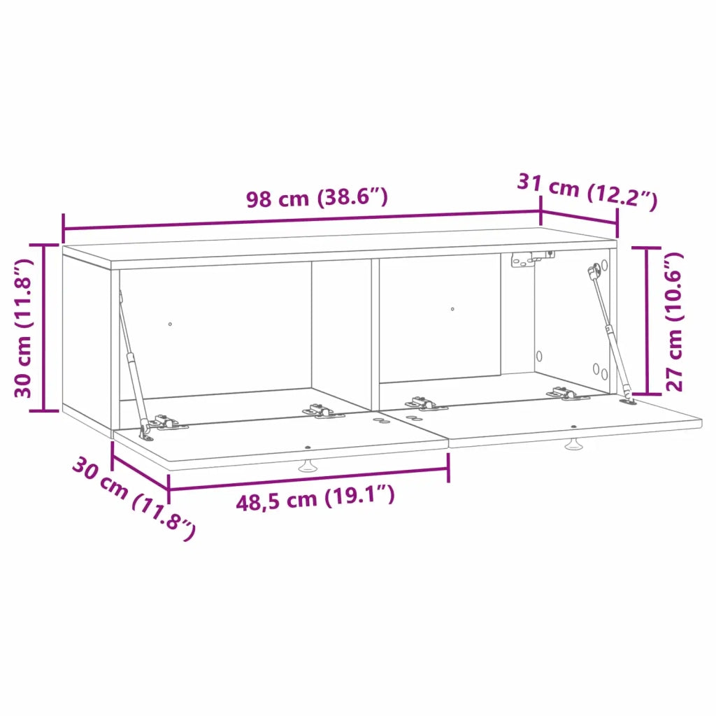 Mobile Porta TV da Muro Legno antico 98 x 31 x 30 cm