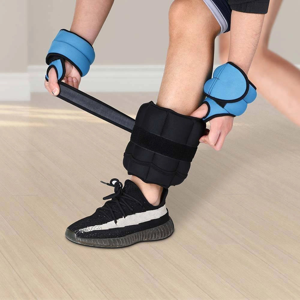 Trade Shop - Set 2 Pesi Polsi E Caviglie 2,25 Kg Allenamento Palestra Aerobica Fitness Nero -