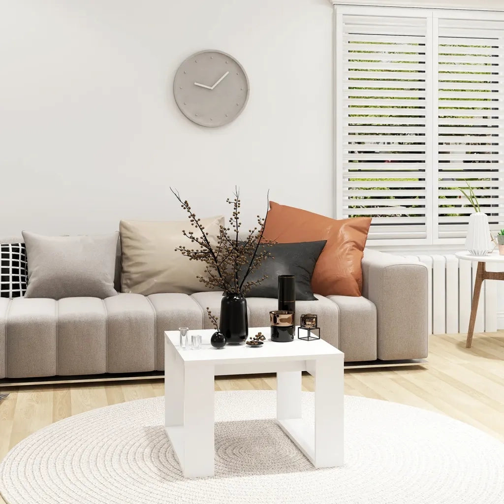 Tavolino Bianco 50x30x50 cm in Legno Multistrato cod mxl 38984