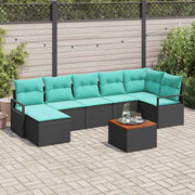 Set Divano da Giardino con cuscino 8 pcs Nero polyrattan