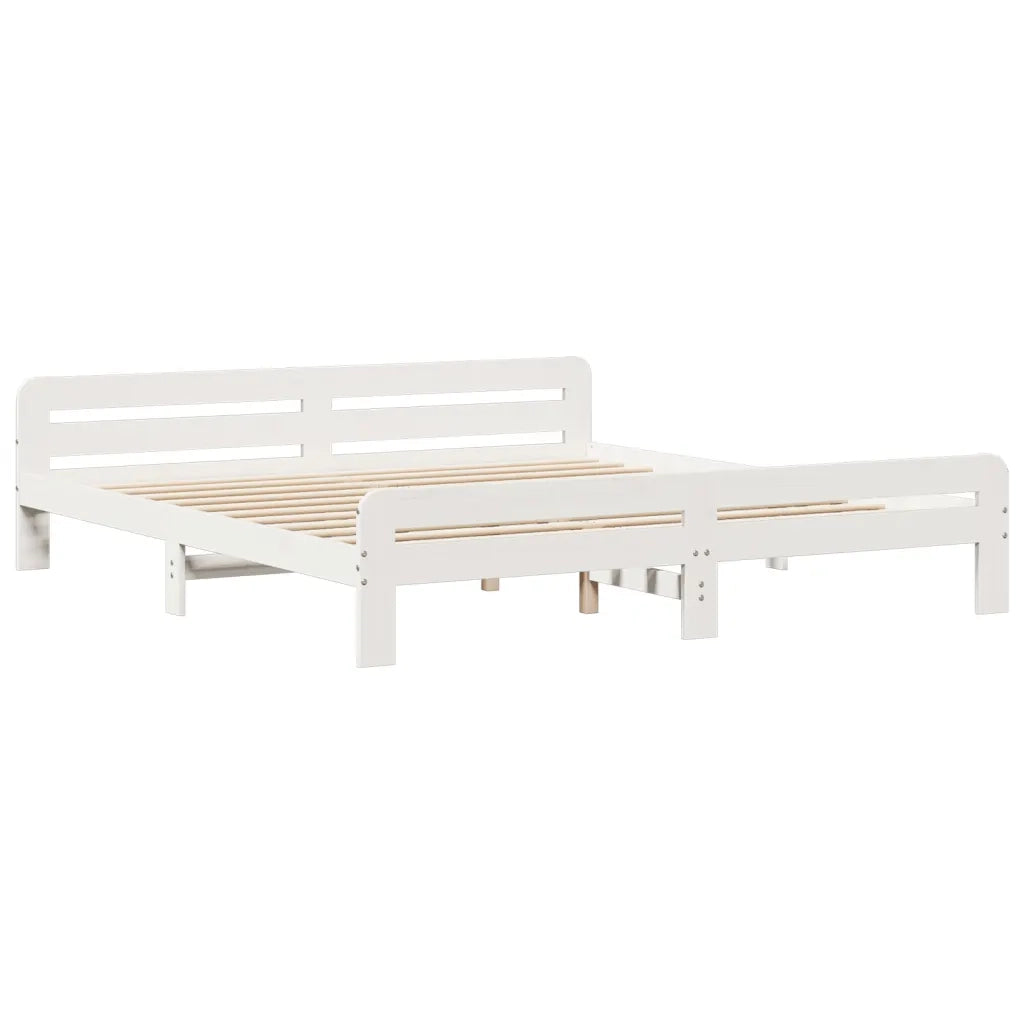 Letto matrimoniale | Letto per adulti | Giroletto senza Materasso Bianco 200x200 cm Legno Massello Pino