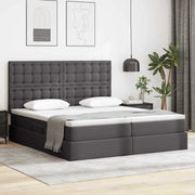 Letto con contenitore e LED Grigio 180 x 200 cm Pelle sintetica