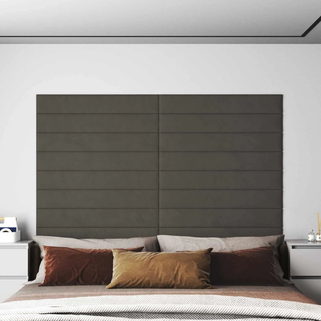 Testiera da Parete 12 pcs Grigio Scuro Velluto