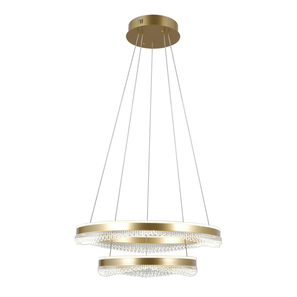Lampada sospesa Morte 2 anelli LED oro Italux