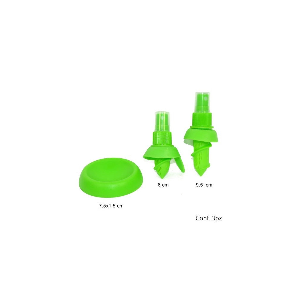Trade Shop - Spremi Limone Spray Set Da Tavola 3 Pezzi, Due Spremi Agrumi Più Base Appoggio -