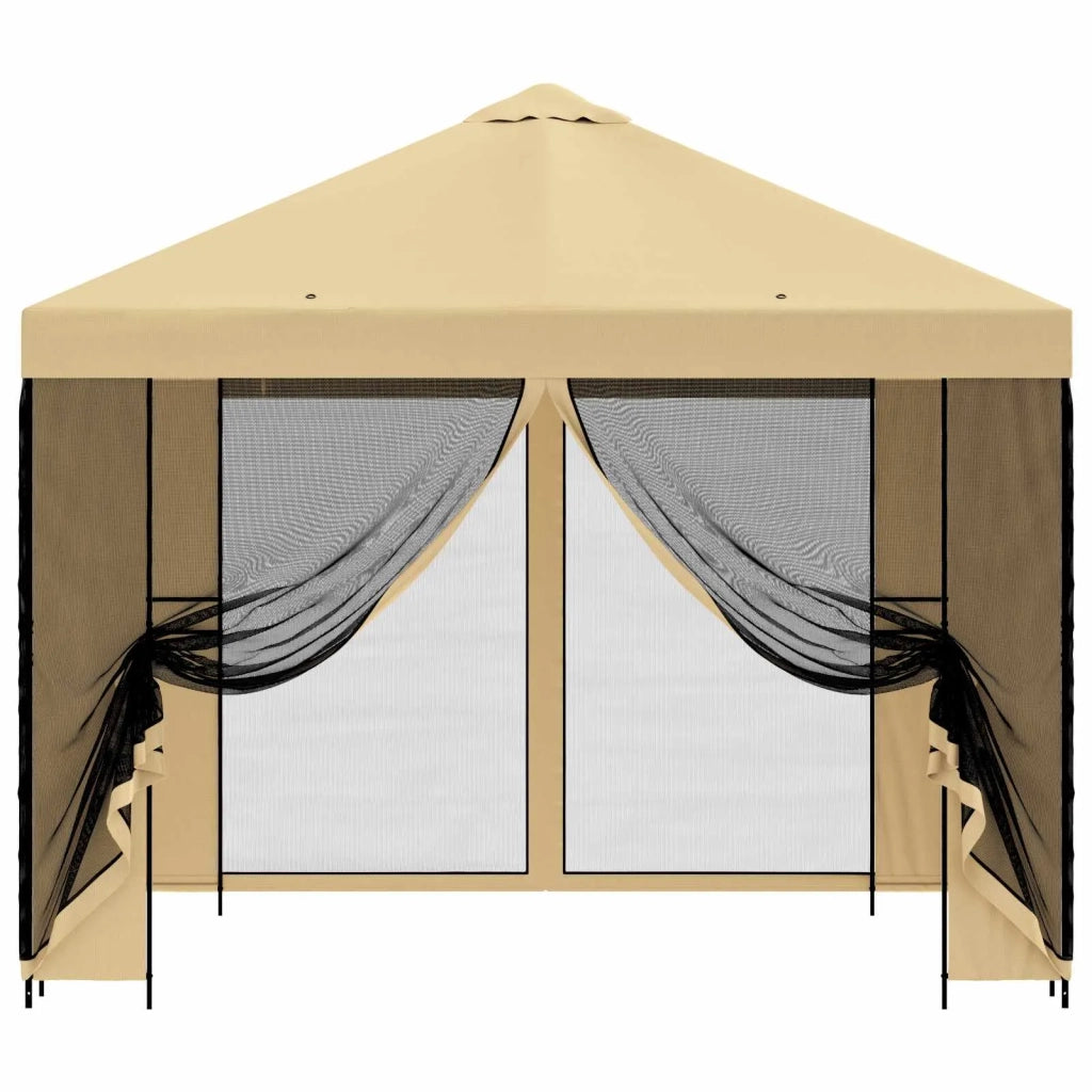 Gazebo da giardino con pareti laterali 3 x 3 m Crema 900362
