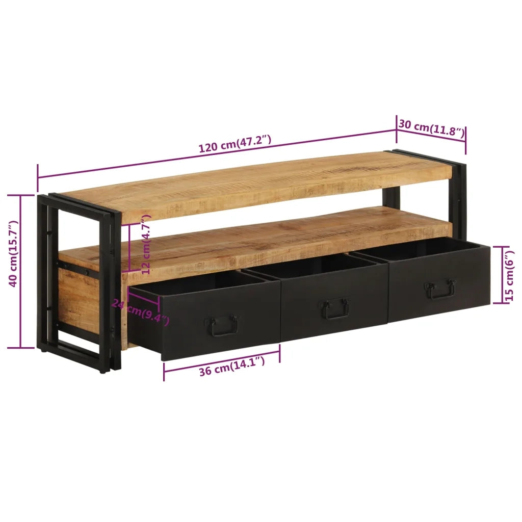 Mobile Porta TV 120x30x40 cm in Legno Massello di Mango 338466