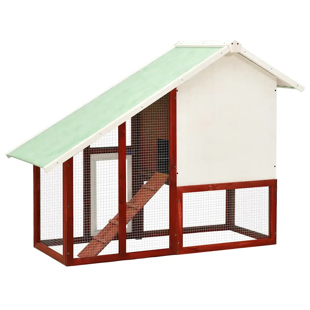 Conigliera Rosso e Bianco 140x63x120cm Legno Massello di Abete 170871