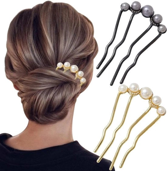 Due pezzi di spille per capelli a forma di perla con chiusura a vite, per capelli di sposa, metalliche spille per capelli vintage, clips per donne, ideali per matrimoni e feste.