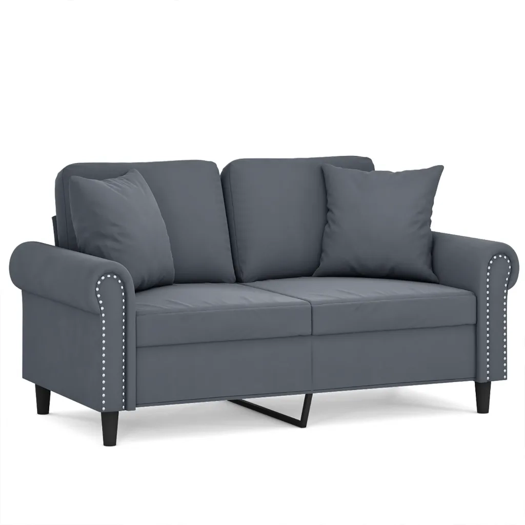 Divano a 2 Posti con Cuscini-Sofa 2 Posti con Cuscini Grigio Scuro 120 cm in Velluto 589988
