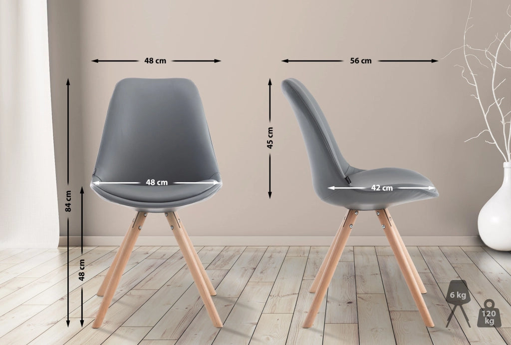 Sedia visitatore Laval in similpelle gambe tonde natura,grigio