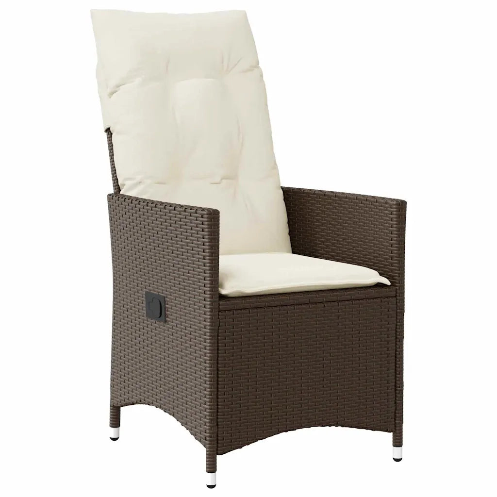 Set da Pranzo per Giardino con cuscino 7 pcs Marrone polyrattan