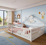 Letto per bambini a casetta 140x190 cm in pino bianco