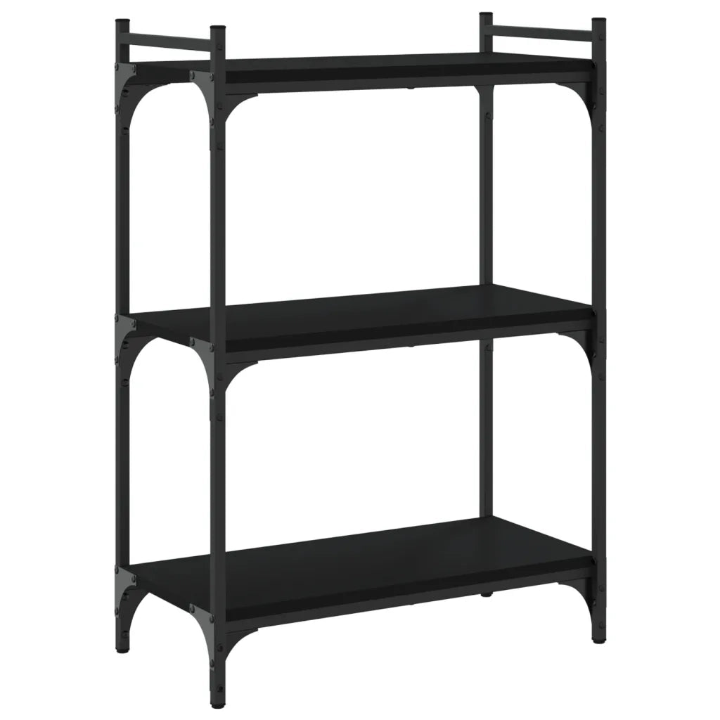 Libreria a 3 Ripiani-Scaffale per Libri-Mobile di Stoccaggio Nera 60x30x86 cm in Legno Multistrato