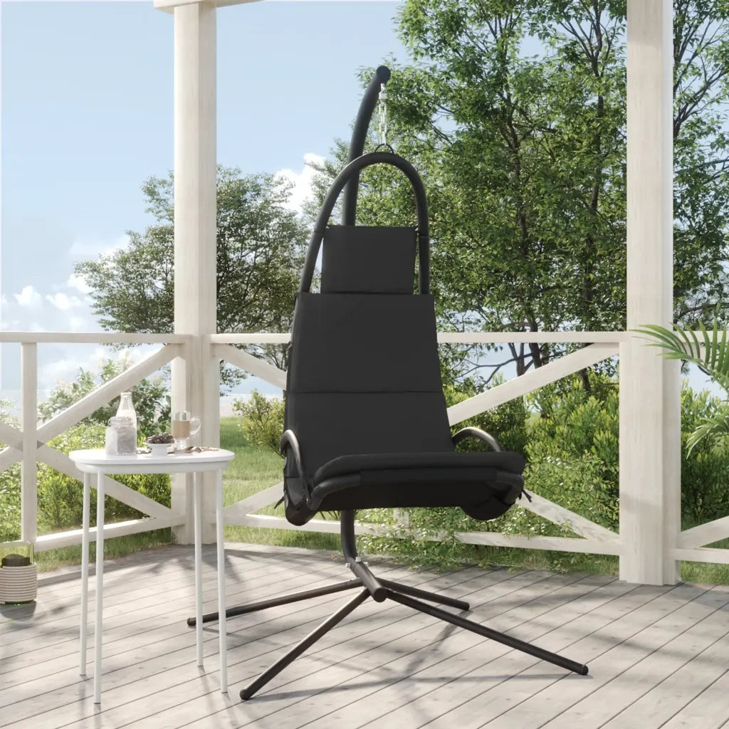 Sedia a Dondolo Giardino Cuscino Grigio Scuro Tessuto e Acciaio CFW3734150