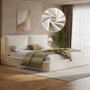 Letto matrimoniale contenitore in velluto beige 180x200 cm