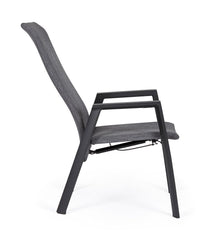 Set 4 Sedie con Braccioli da Giardino 59.5x72x111 cm in Alluminio Ethan Antracite