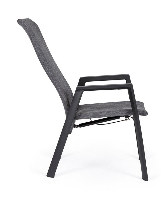 Set 4 Sedie con Braccioli da Giardino 59.5x72x111 cm in Alluminio Ethan Antracite