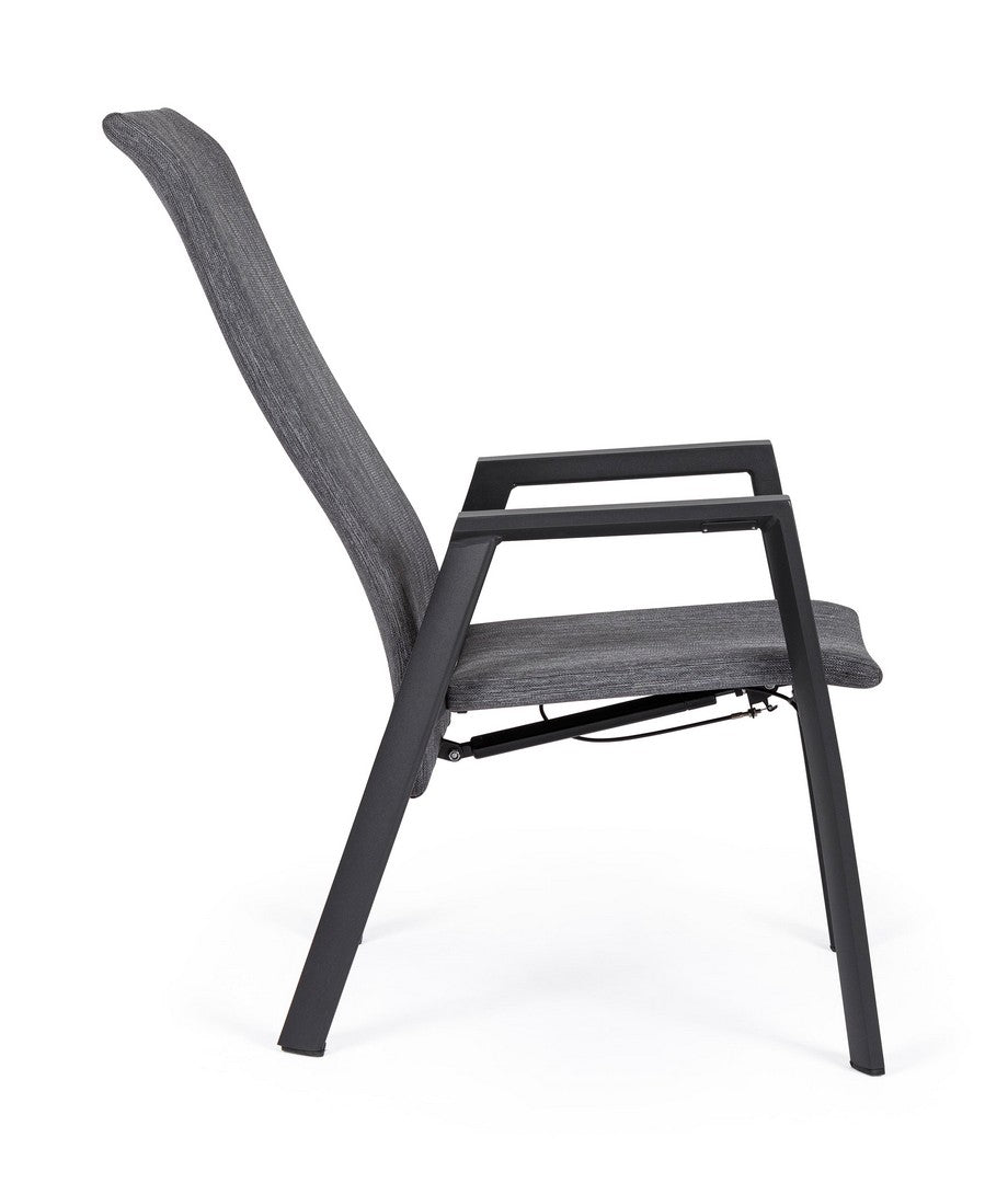 Set 4 Sedie con Braccioli da Giardino 59.5x72x111 cm in Alluminio Ethan Antracite