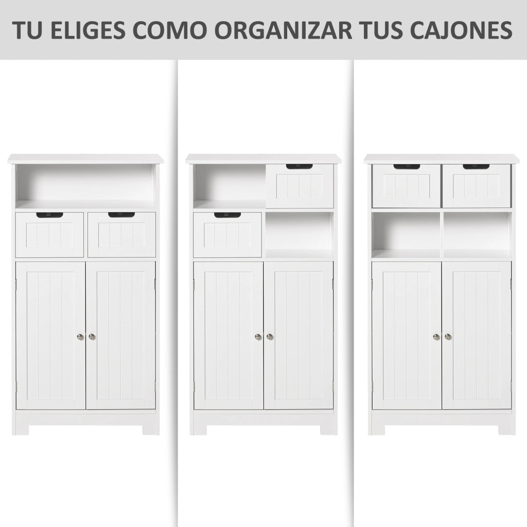 Armadio con 2 ante e 2 cassetti ¨C zephmum ¨C bianco 60x30x108,8 cm