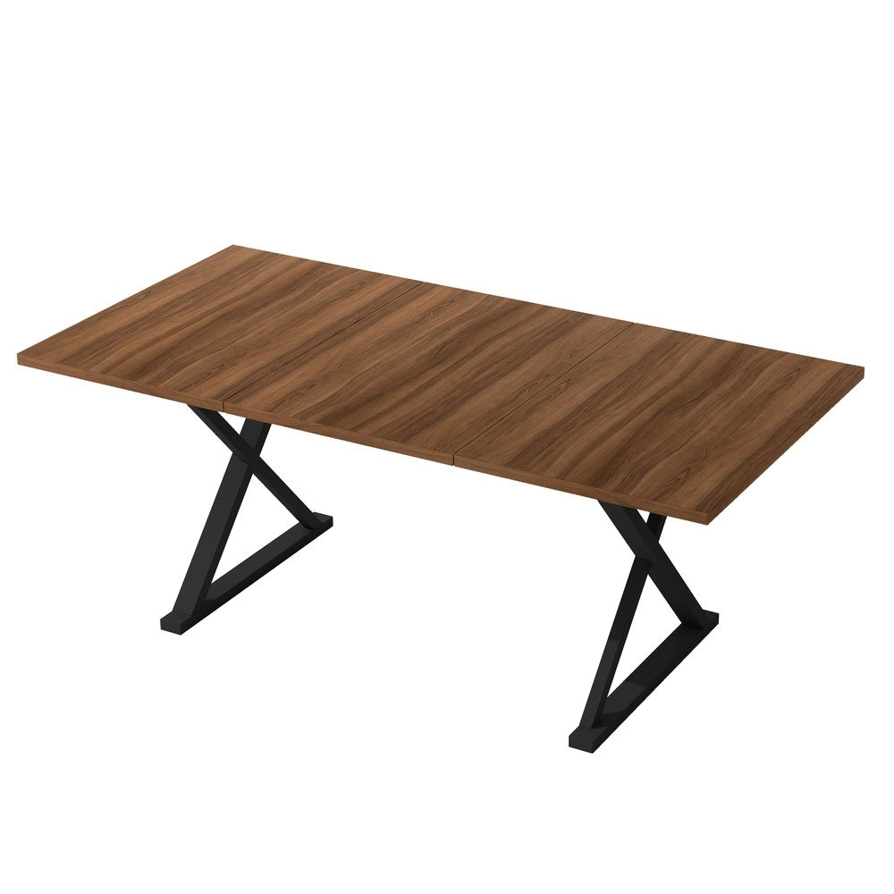 Tavolo da pranzo moderno - Zephmum - 180x90x75 cm - Noce + Nero - Robusto, per 6-8 persone