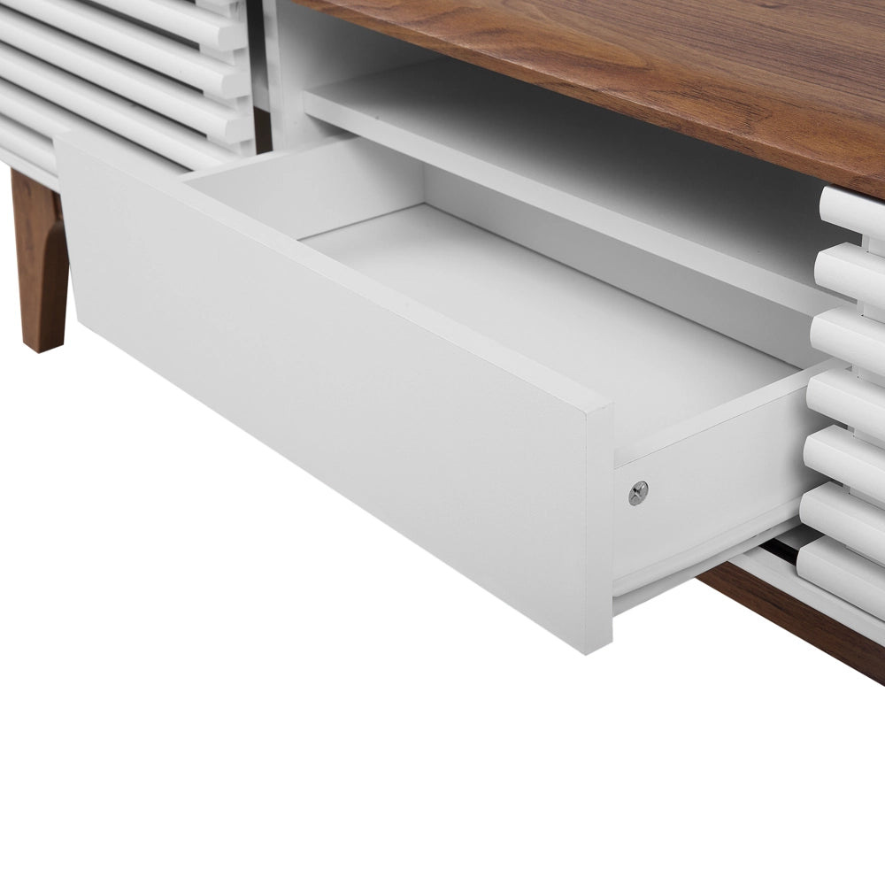 Porta TV Legno scuro Bianco TV Fino a 67ʺ Consigliato 5 Ripiani Cassetto Moderno
