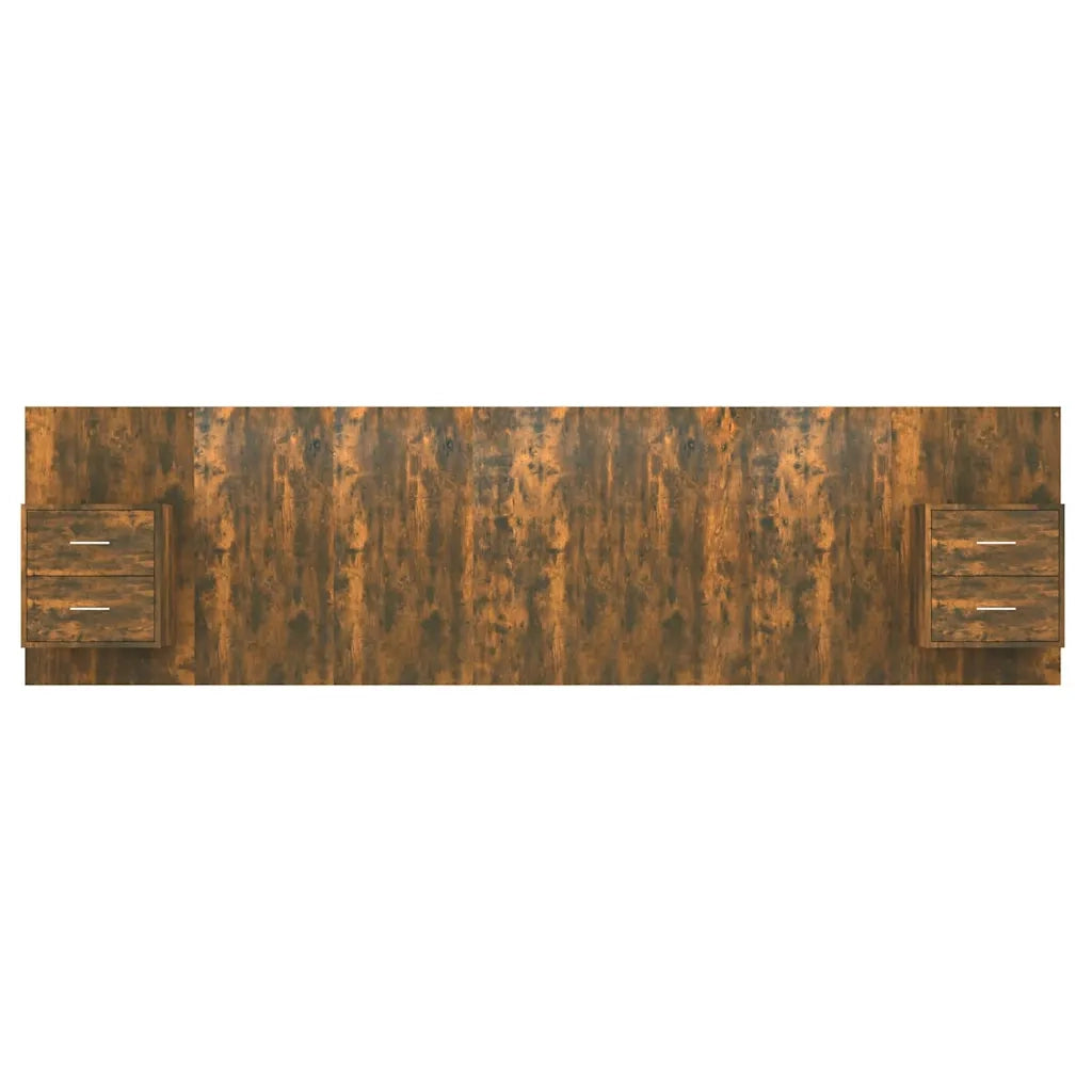 Testiera per Letto con Armadietti Legno Multistrato Rovere Fumo 3115737