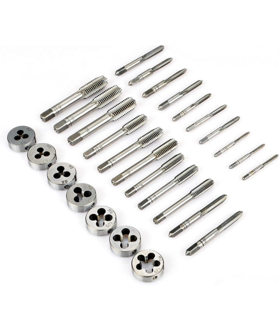 KIT FILIERA 32 PEZZI PER FILETTATURA MASCHI M12 M10 M8 M6 M5 M4 M3