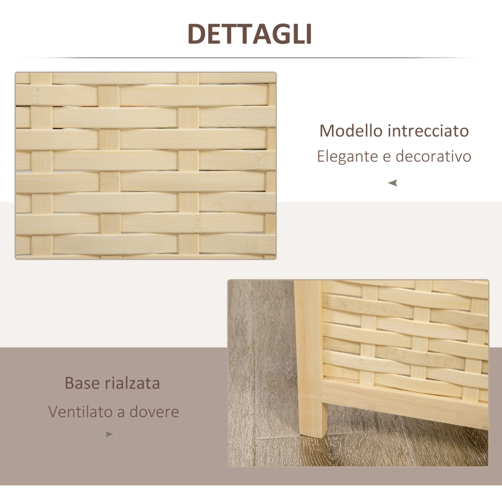Paravento a 4 Ante in Legno e Bamb¨´ ¨C Minimal ¨C Pieghevole Salvaspazio 170cm