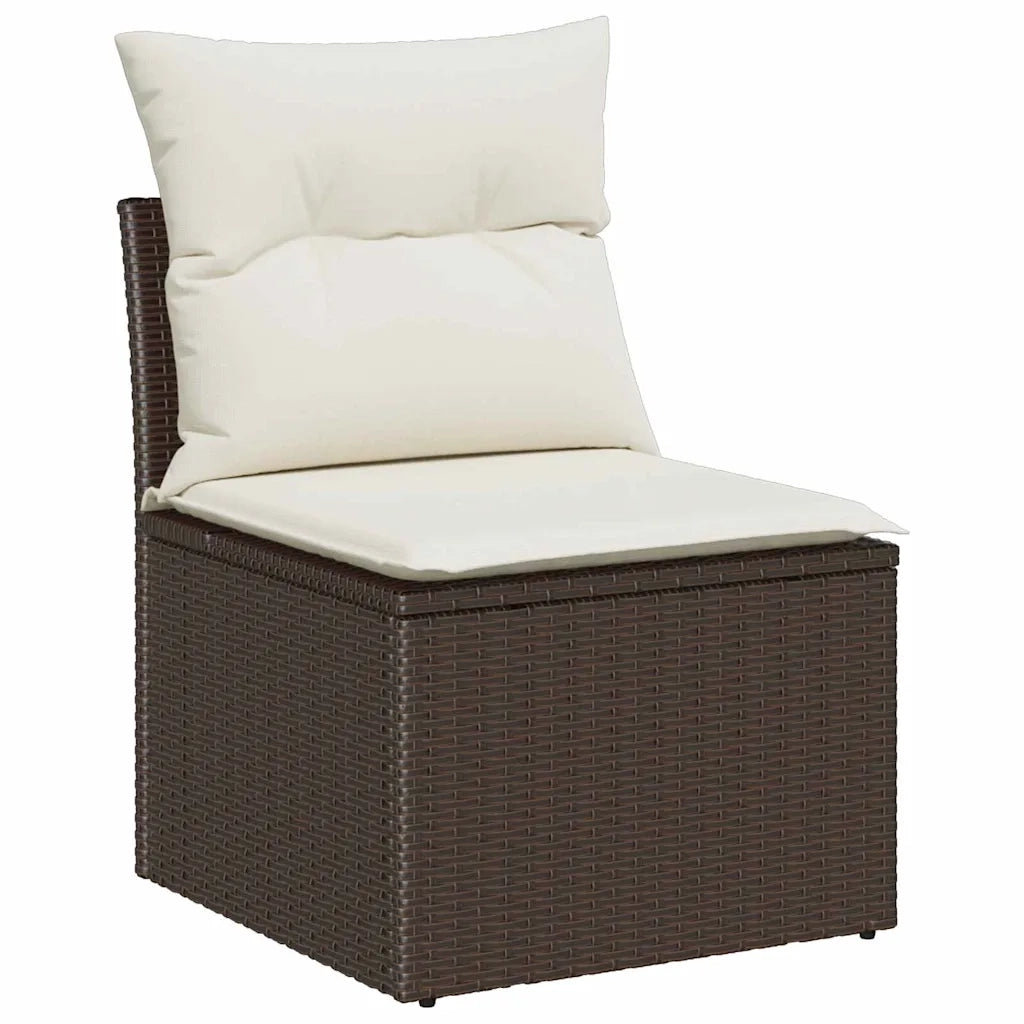 Set Divano da Giardino con cuscino 7 pcs Marrone Poly Rattan 3348834