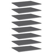 Ripiani per Libreria 8pz Grigio Lucido 60x50x1,5cm Multistrato 805281