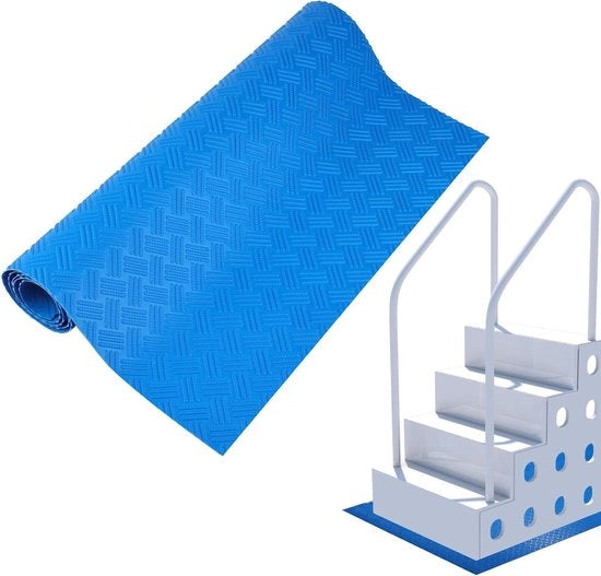 Mattezzaia per piscine 15 mm spessa - Cuscino antiscivolo per ingresso - Piscina a terra e ingrandibile - Blu - 18 x 36 pollici - 45 x 915 cm