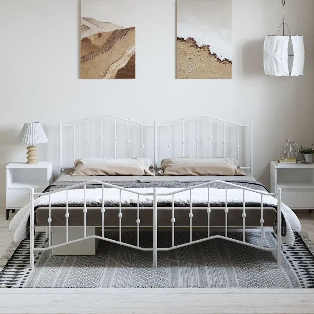 Giroletto con Testiera e Pediera Metallo Bianco 183x213 cmcod mxl 108279