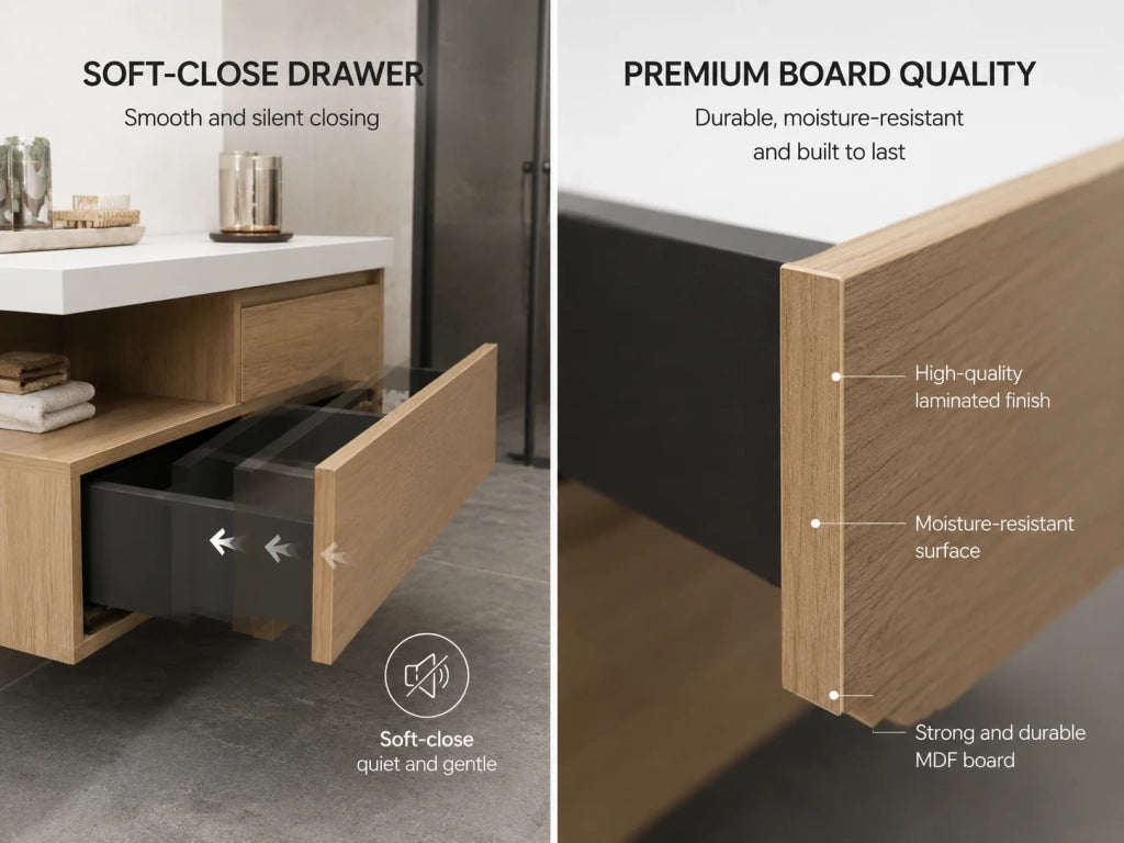 Mobile bagno componibile FORMENTERA con modulo da 100 cm, lavabo, senza specchio
