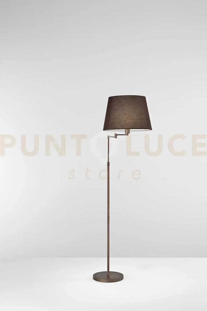 Piantana  Crane marrone metallizzato paralume marrone in metallo 1 luce attacco E27